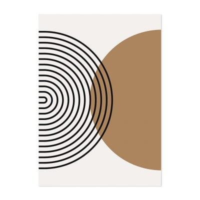 Stylish Minimalist Mid Century Abstract Black Beige Wall Art Decor For Modern Living Room