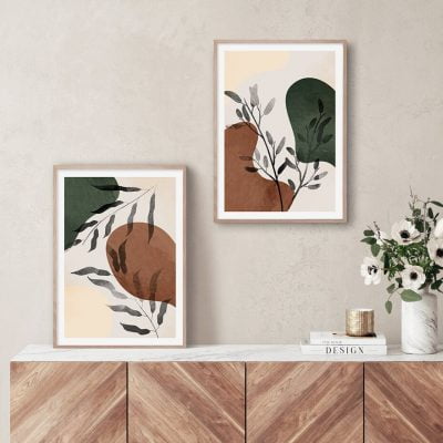 Abstract Vintage Botanical Wall Art Minimalist Pictures For Bohemian Living Room Decor