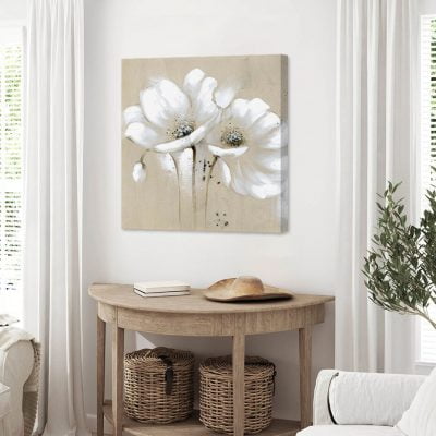 Abstract Vintage Floral White Petal Flowers Pictures For Living Room Bedroom Art Decor 2022