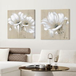 Abstract Vintage Floral White Petal Flowers Pictures For Living Room Bedroom Art Decor 2022