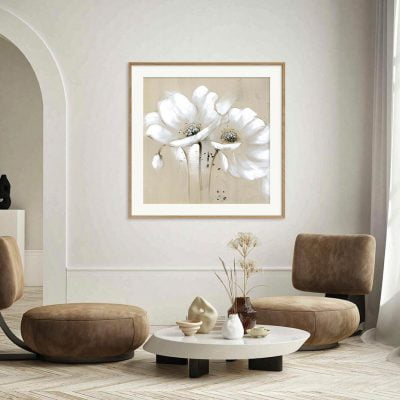 Abstract Vintage Floral White Petal Flowers Pictures For Living Room Bedroom Art Decor 2022