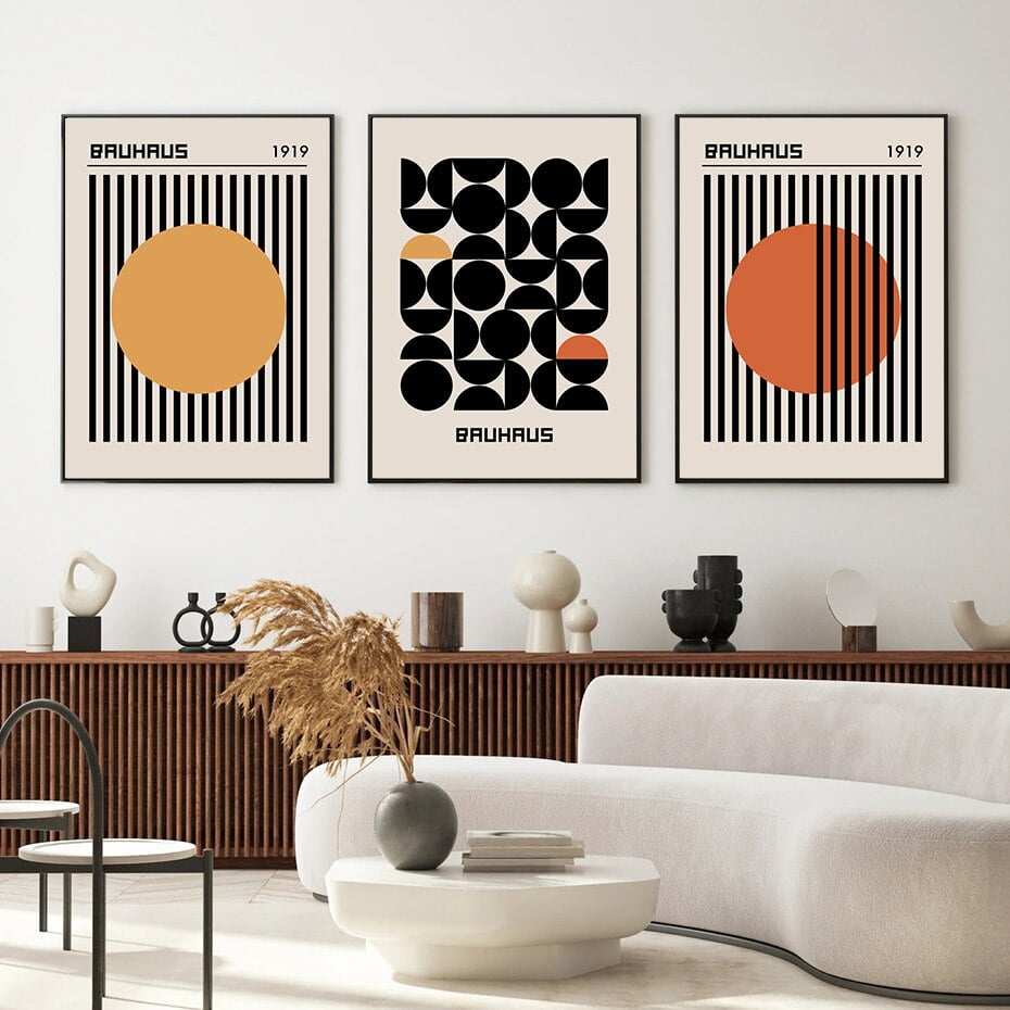 Bauhaus Mid Century Design Inspiration Geometric Abstract Posters For Modern Loft Apartment