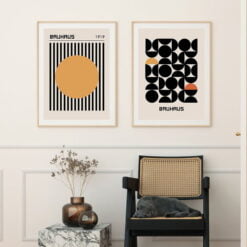 Bauhaus Mid Century Design Inspiration Geometric Abstract Posters For Modern Loft Apartment