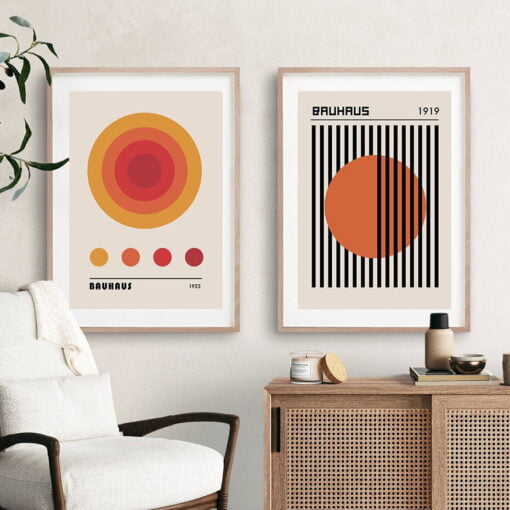 Bauhaus Mid Century Design Inspiration Geometric Abstract Posters For Modern Loft Apartment