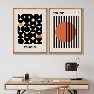 Bauhaus Mid Century Design Inspiration Geometric Abstract Posters For Modern Loft Apartment