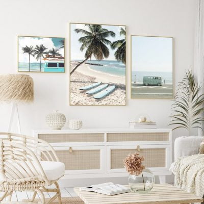 California Dreaming Beach Surf Life Tropical Landscape Wall Art For Living Room Decor