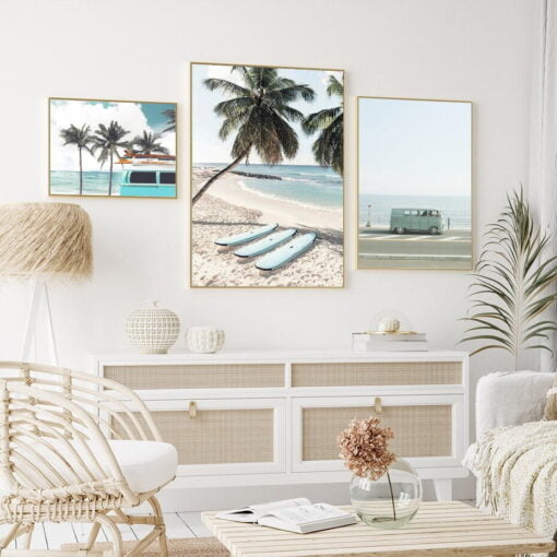 California Dreaming Beach Surf Life Tropical Landscape Wall Art For Living Room Decor