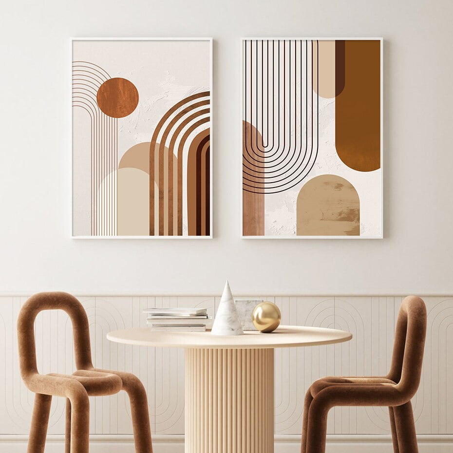 Mid Century Abstract Wall Art Vintage Design Geometric Pictures For Modern Living Room Decor