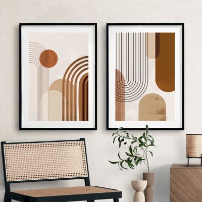 Mid Century Abstract Wall Art Vintage Design Geometric Pictures For Modern Living Room Decor