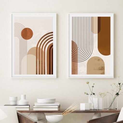 Mid Century Abstract Wall Art Vintage Design Geometric Pictures For Modern Living Room Decor