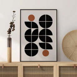 Mid Century Bauhaus Style Minimalist Abstract Wall Art For Modern Living Room Decor