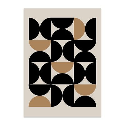 Minimalist Mid Century Abstract Wall Art Black Brown Beige Pictures For Living Room