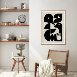 Minimalist Mid Century Abstract Wall Art Black Brown Beige Pictures For Living Room