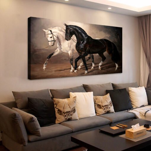 Modern Classic Horses Painting Fine Art Canvas Print Equestrian Picture For Living Room Wall Decor