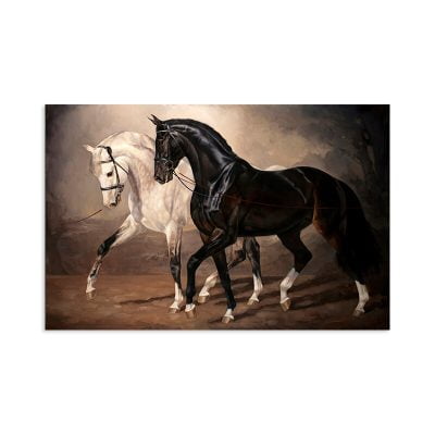 Modern Classic Horses Painting Fine Art Canvas Print Equestrian Picture For Living Room Wall Decor