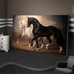 Modern Classic Horses Painting Fine Art Canvas Print Equestrian Picture For Living Room Wall Decor