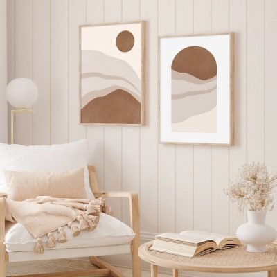 Modern Minimalist Neutral Beige Colors Abstract Art Decor For Bohemian Living Room Bedroom Decor 2022