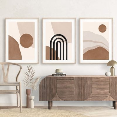 Modern Minimalist Neutral Beige Colors Abstract Art Decor For Bohemian Living Room Bedroom Decor 2022