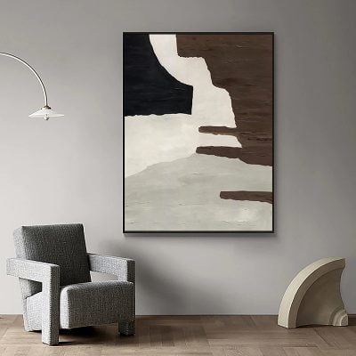 Neutral Colors Contemporary Abstract Geomorphic Wall Art Pictures For Living Room Decor