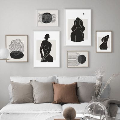 Modern Minimalist Black White Nude Figure Art Abstract Wall Art For Living Room Bedroom Decor