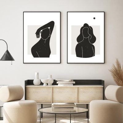 Modern Minimalist Black White Nude Figure Art Abstract Wall Art For Living Room Bedroom Decor