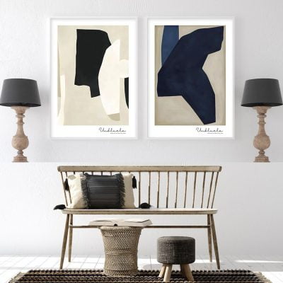 Neutral Colors Abstract Beige Blue Wall Art Pictures For Modern Living Room Bedroom Decor