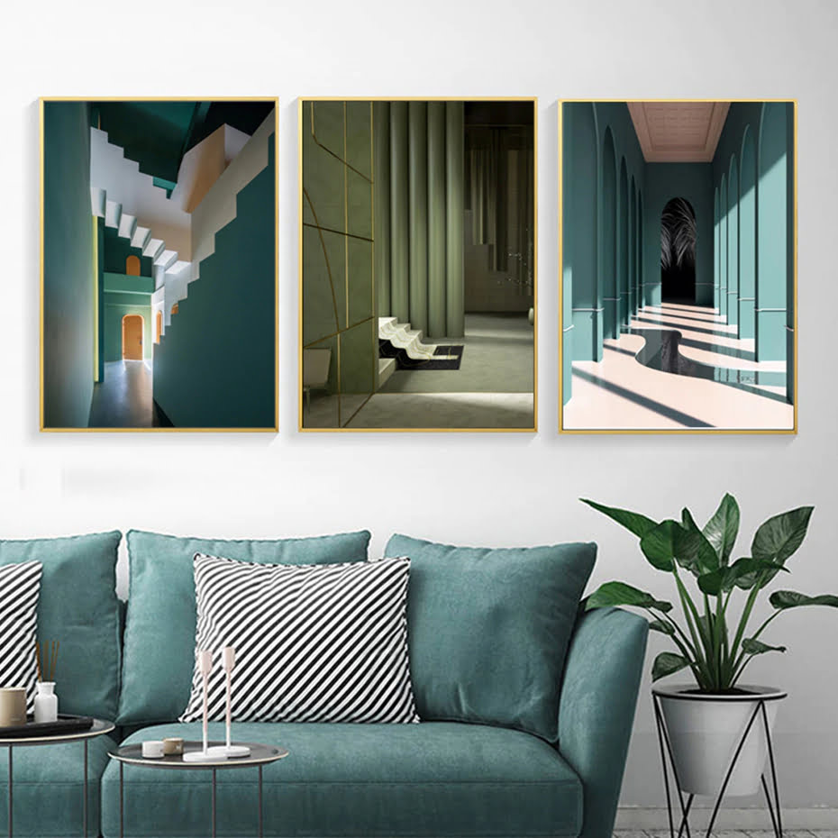 Abstract Architectural Interior Design Wall Art Fine Art Canvas Prints For Modern Home Office