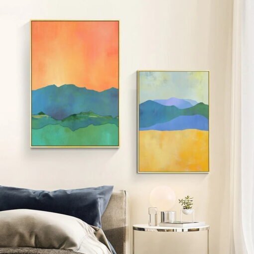 Abstract Colorful Mountain Landscape Wall Art Pictures Modern For Living Room Decor