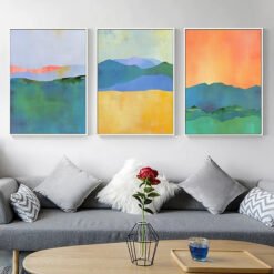 Abstract Colorful Mountain Landscape Wall Art Pictures Modern For Living Room Decor