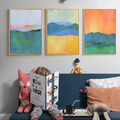 Abstract Colorful Mountain Landscape Wall Art Pictures Modern For Living Room Decor