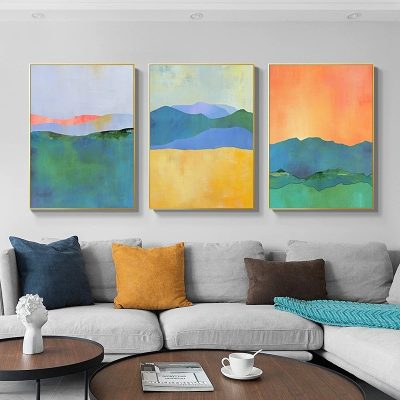 Abstract Colorful Mountain Landscape Wall Art Pictures Modern For Living Room Decor