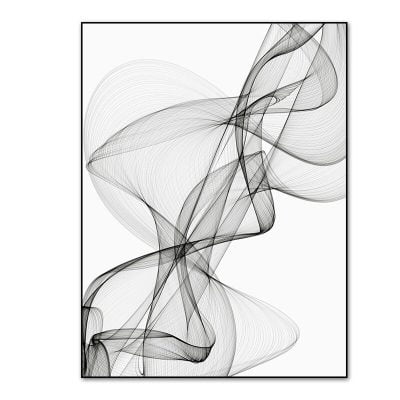 Abstract Flowing Vibrations Minimalist Black & White Wall Art Decor For Modern Home Office