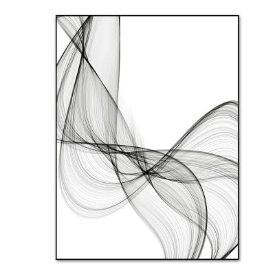 Abstract Flowing Vibrations Minimalist Black & White Wall Art Decor For Modern Home Office