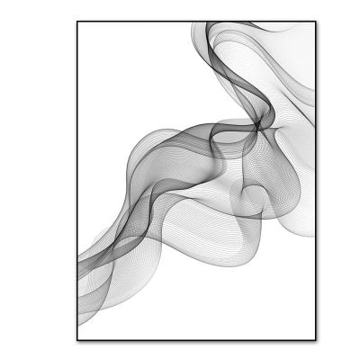 Abstract Flowing Vibrations Minimalist Black & White Wall Art Decor For Modern Home Office