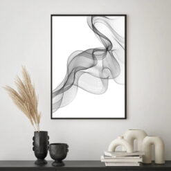 Abstract Flowing Vibrations Minimalist Black & White Wall Art Decor For Modern Home Office