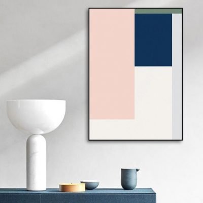 Abstract Geometric Pastel Shades Of Blue Pink Wall Art For Living Room Bedroom Art Decor