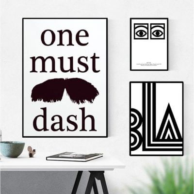 Abstract Minimalist Black & White Graphic Design Wall Art For Modern Home Office Decor