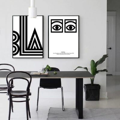 Abstract Minimalist Black & White Graphic Design Wall Art For Modern Home Office Decor