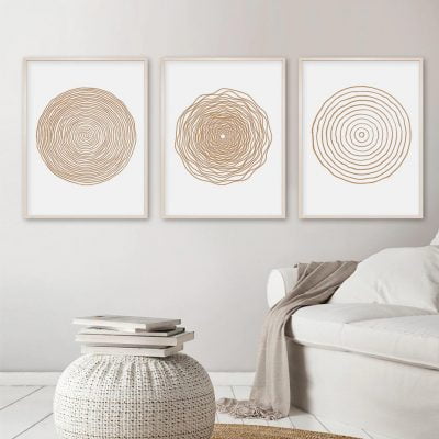 Abstract Minimalist Circles Wall Art Fine Art Canvas Prints Modern Pictures For Bohemian Decor