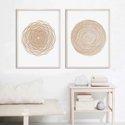 Abstract Minimalist Circles Wall Art Fine Art Canvas Prints Modern Pictures For Bohemian Decor