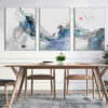 Abstract Minimalist Flowing Landscape Wall Art Pictures For Home Office Decor (Set of 3)