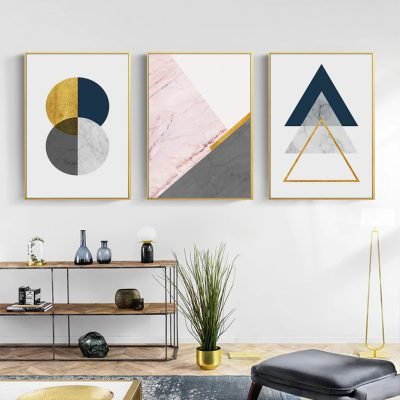 Abstract Minimalist Nordic Geometric Wall Art Pictures For Modern Apartment Living Room