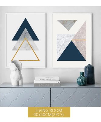 Abstract Minimalist Nordic Geometric Wall Art Pictures For Modern Apartment Living Room