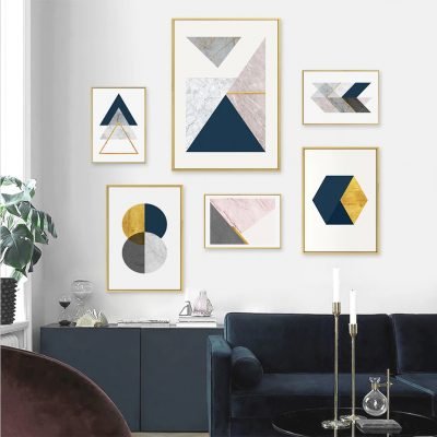 Abstract Minimalist Nordic Geometric Wall Art Pictures For Modern Apartment Living Room