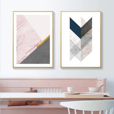 Abstract Minimalist Nordic Geometric Wall Art Pictures For Modern Apartment Living Room