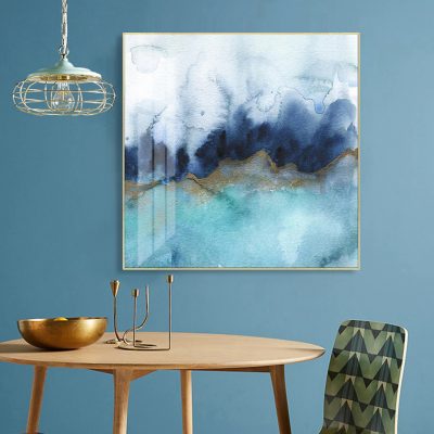 Abstract Shades Of Blue Watercolor Wall Art Fine Art Canvas Print For Modern Home Decor