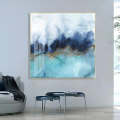 Abstract Shades Of Blue Watercolor Wall Art Fine Art Canvas Print For Modern Home Decor