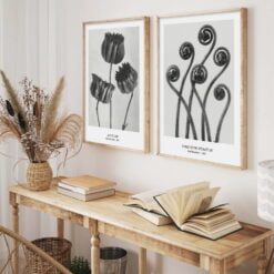 Abstract Vintage Classical Black & White Botanical Wall Art Pictures For Living Room