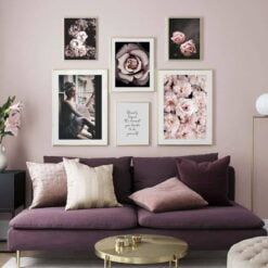 Beauty Begins Quote Pink Fashion Gallery Wall Art Pictures For Living Room Salon Art Decor