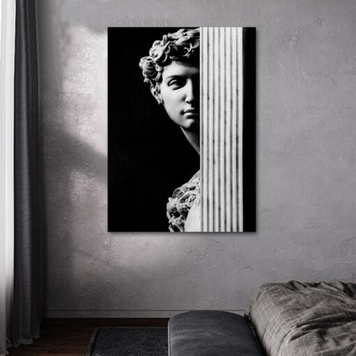 Black & White Statue Of David Sculpture Wall Art Renaissance Picture For Home Office Decor